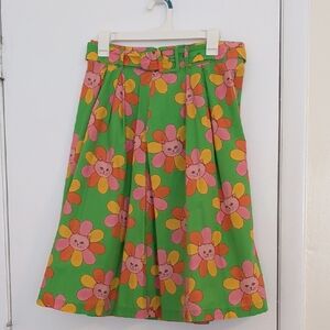 Modcloth Green Floral A-Line Skirt